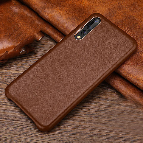 Funda Lujo Cuero Carcasa R01 para Huawei P20 Pro Marron