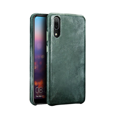 Funda Lujo Cuero Carcasa R01 para Huawei P20 Verde