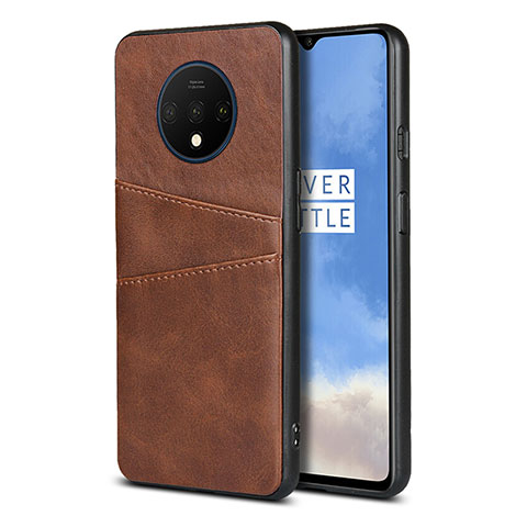 Funda Lujo Cuero Carcasa R01 para OnePlus 7T Marron