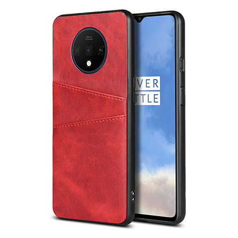 Funda Lujo Cuero Carcasa R01 para OnePlus 7T Rojo