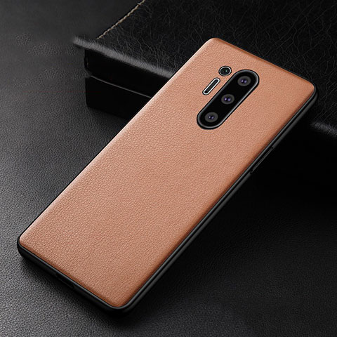 Funda Lujo Cuero Carcasa R01 para OnePlus 8 Pro Naranja