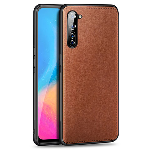 Funda Lujo Cuero Carcasa R01 para Oppo A91 Marron