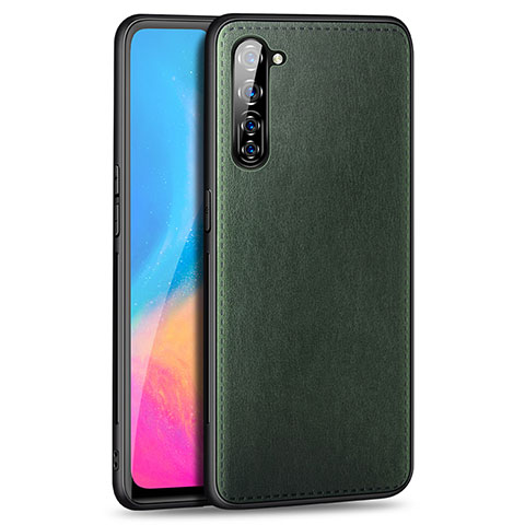 Funda Lujo Cuero Carcasa R01 para Oppo F15 Verde