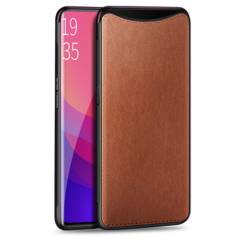 Funda Lujo Cuero Carcasa R01 para Oppo Find X Naranja