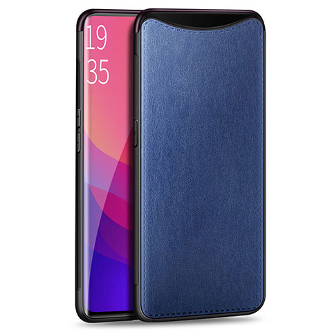 Funda Lujo Cuero Carcasa R01 para Oppo Find X Super Flash Edition Azul