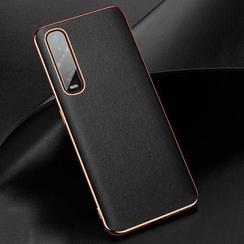 Funda Lujo Cuero Carcasa R01 para Oppo Find X2 Pro Negro