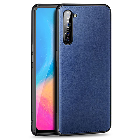 Funda Lujo Cuero Carcasa R01 para Oppo Reno3 Azul