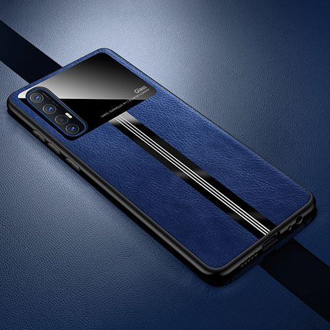 Funda Lujo Cuero Carcasa R01 para Oppo Reno3 Pro Azul