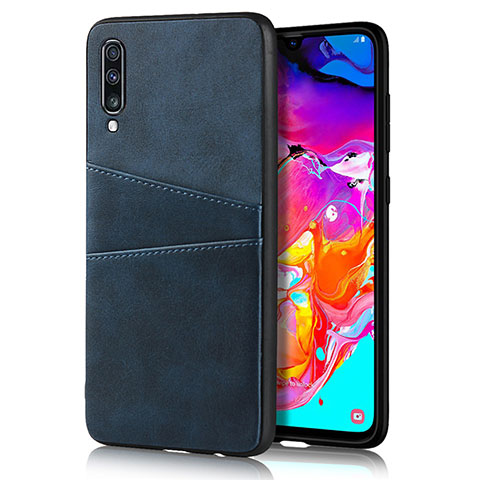 Funda Lujo Cuero Carcasa R01 para Samsung Galaxy A70 Azul