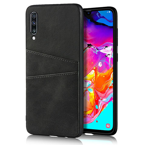 Funda Lujo Cuero Carcasa R01 para Samsung Galaxy A70S Negro