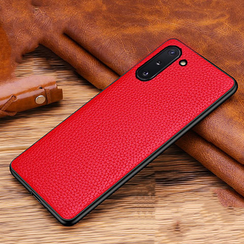 Funda Lujo Cuero Carcasa R01 para Samsung Galaxy Note 10 Rojo