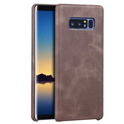 Funda Lujo Cuero Carcasa R01 para Samsung Galaxy Note 8 Duos N950F Marron