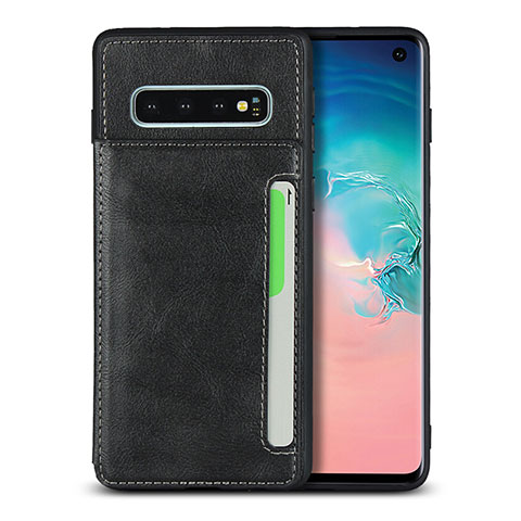 Funda Lujo Cuero Carcasa R01 para Samsung Galaxy S10 Negro