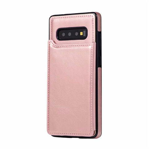 Funda Lujo Cuero Carcasa R01 para Samsung Galaxy S10 Plus Oro Rosa