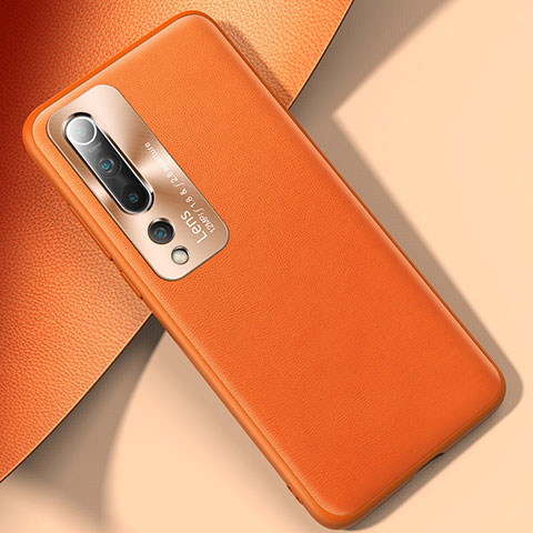 Funda Lujo Cuero Carcasa R01 para Xiaomi Mi 10 Naranja