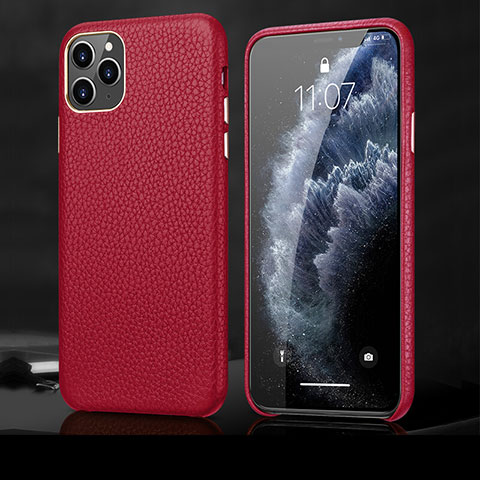 Funda Lujo Cuero Carcasa R02 para Apple iPhone 11 Pro Max Rojo