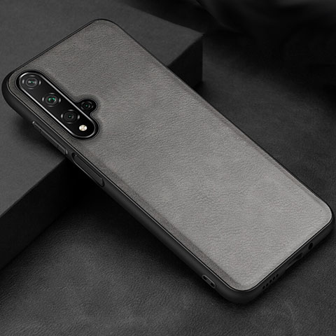 Funda Lujo Cuero Carcasa R02 para Huawei Honor 20S Gris