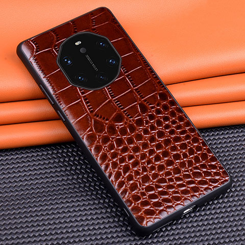 Funda Lujo Cuero Carcasa R02 para Huawei Mate 40 RS Marron