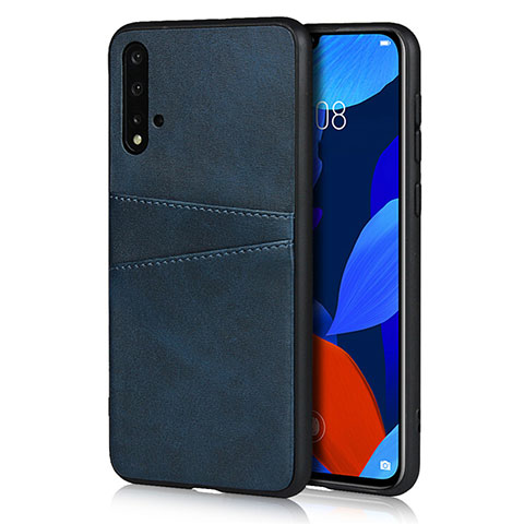 Funda Lujo Cuero Carcasa R02 para Huawei Nova 5 Azul