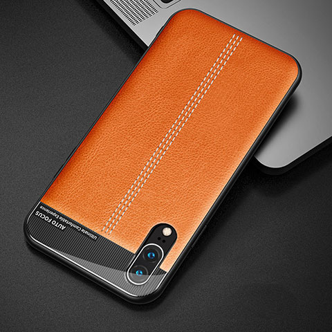 Funda Lujo Cuero Carcasa R02 para Huawei P20 Naranja