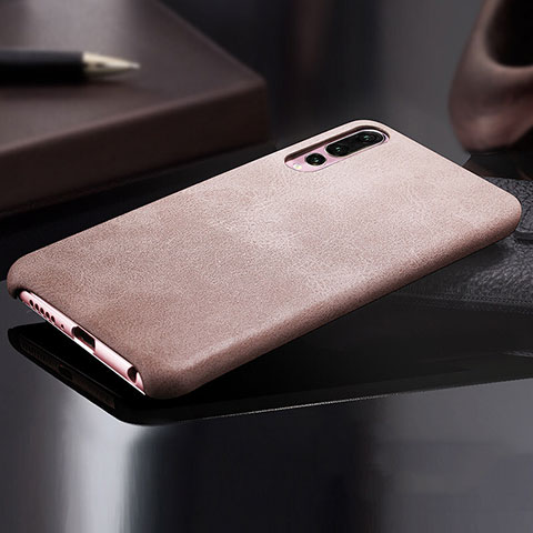 Funda Lujo Cuero Carcasa R02 para Huawei P20 Pro Oro Rosa