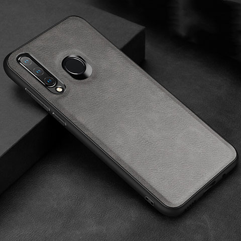 Funda Lujo Cuero Carcasa R02 para Huawei P30 Lite Gris