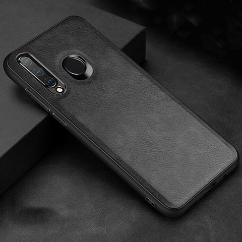 Funda Lujo Cuero Carcasa R02 para Huawei P30 Lite Negro