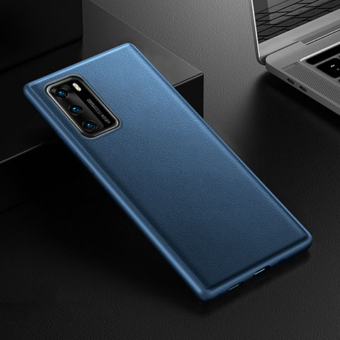 Funda Lujo Cuero Carcasa R02 para Huawei P40 Azul