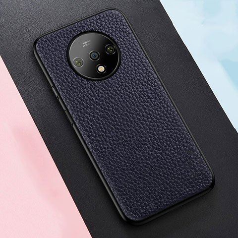 Funda Lujo Cuero Carcasa R02 para OnePlus 7T Azul