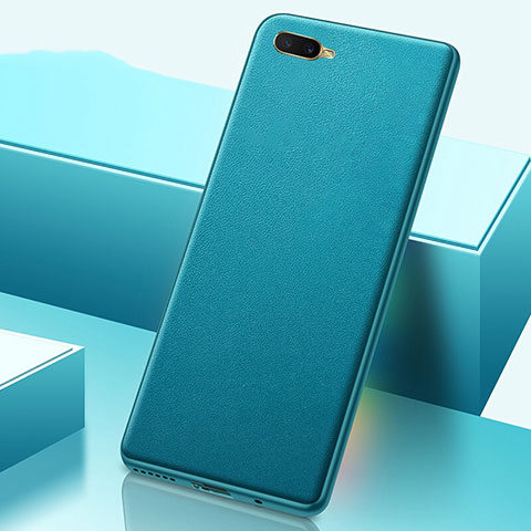 Funda Lujo Cuero Carcasa R02 para Oppo R17 Neo Cian