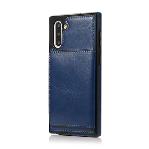 Funda Lujo Cuero Carcasa R02 para Samsung Galaxy Note 10 Azul