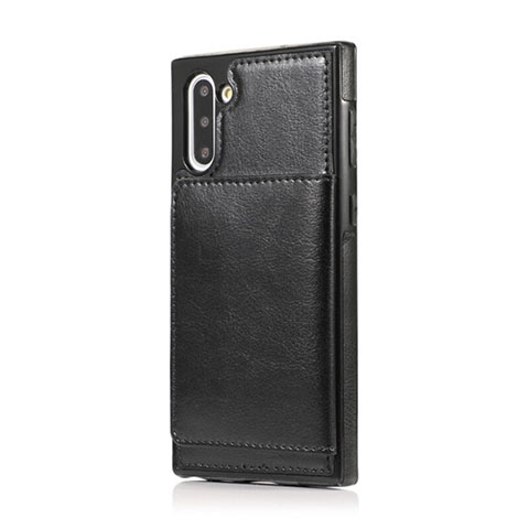 Funda Lujo Cuero Carcasa R02 para Samsung Galaxy Note 10 Negro