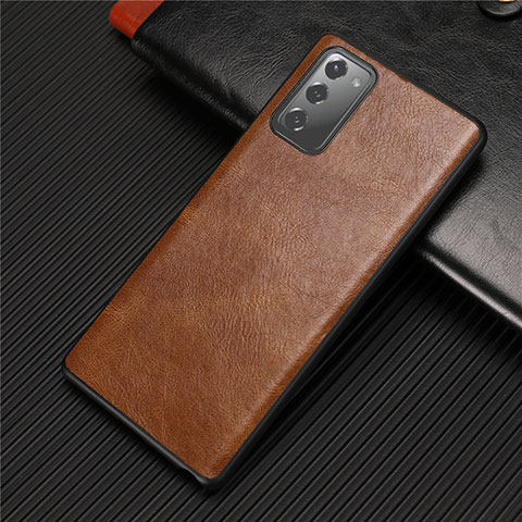 Funda Lujo Cuero Carcasa R02 para Samsung Galaxy Note 20 5G Marron