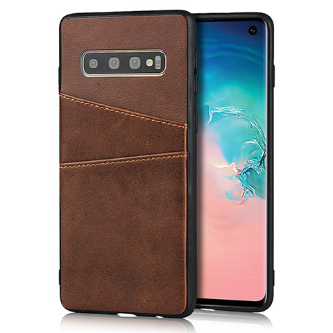 Funda Lujo Cuero Carcasa R02 para Samsung Galaxy S10 5G Marron