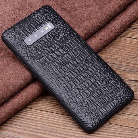 Funda Lujo Cuero Carcasa R02 para Samsung Galaxy S10 Plus Negro