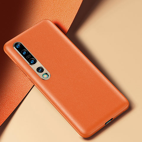 Funda Lujo Cuero Carcasa R02 para Xiaomi Mi 10 Pro Naranja