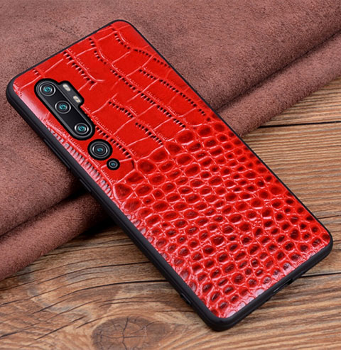 Funda Lujo Cuero Carcasa R02 para Xiaomi Mi Note 10 Rojo