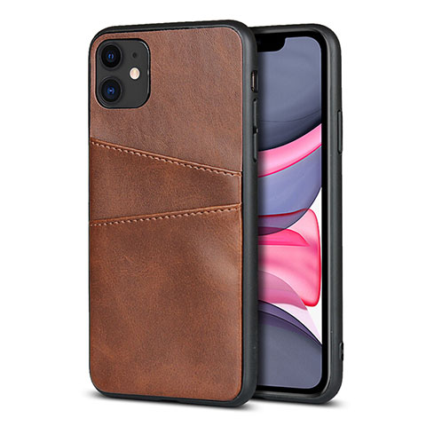 Funda Lujo Cuero Carcasa R03 para Apple iPhone 11 Marron