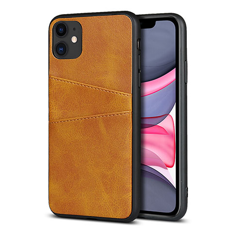 Funda Lujo Cuero Carcasa R03 para Apple iPhone 11 Naranja