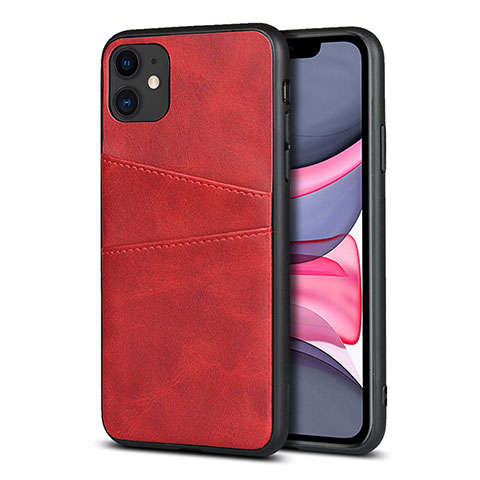 Funda Lujo Cuero Carcasa R03 para Apple iPhone 11 Rojo