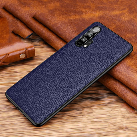 Funda Lujo Cuero Carcasa R03 para Huawei Honor 20 Pro Azul