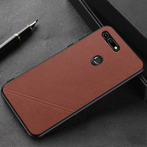 Funda Lujo Cuero Carcasa R03 para Huawei Honor V20 Marron