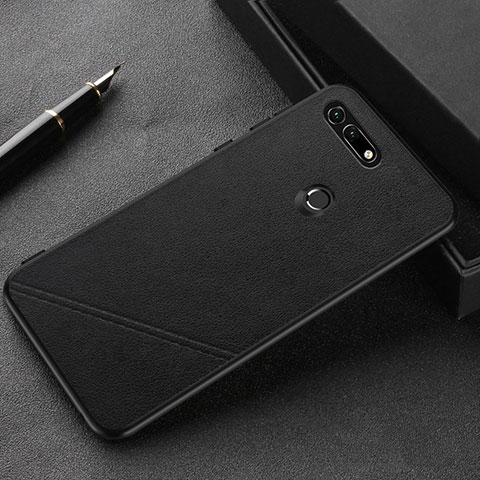 Funda Lujo Cuero Carcasa R03 para Huawei Honor V20 Negro