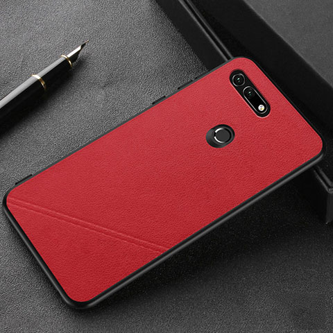 Funda Lujo Cuero Carcasa R03 para Huawei Honor V20 Rojo