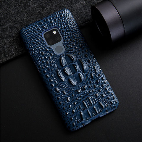 Funda Lujo Cuero Carcasa R03 para Huawei Mate 20 Azul