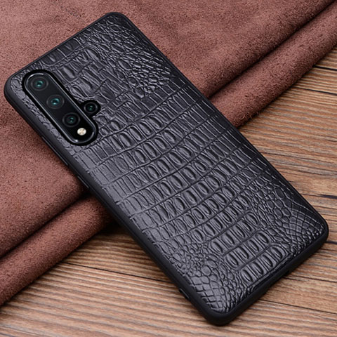 Funda Lujo Cuero Carcasa R03 para Huawei Nova 5 Negro