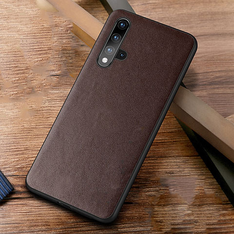 Funda Lujo Cuero Carcasa R03 para Huawei Nova 5T Marron