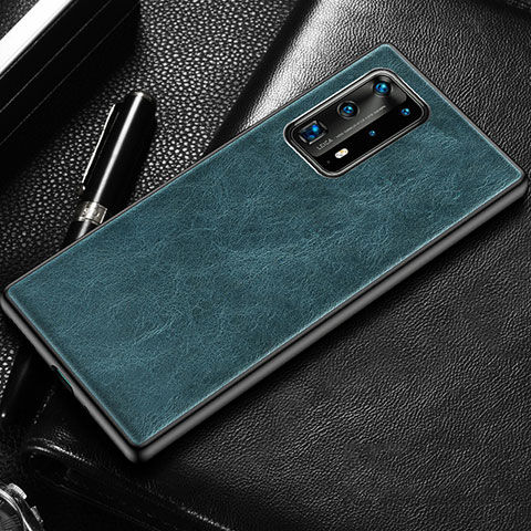 Funda Lujo Cuero Carcasa R03 para Huawei P40 Pro+ Plus Azul