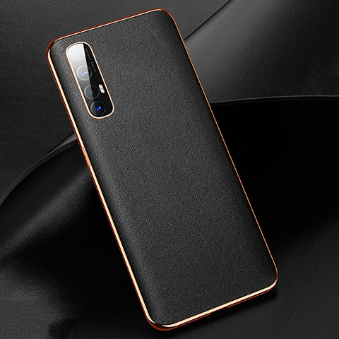 Funda Lujo Cuero Carcasa R03 para Oppo Reno3 Pro Negro