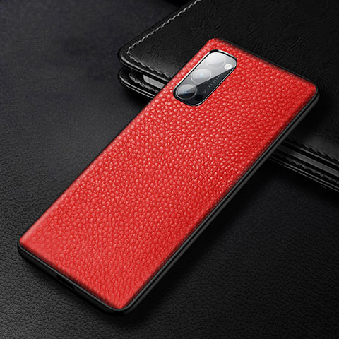 Funda Lujo Cuero Carcasa R03 para Oppo Reno4 Pro 5G Rojo